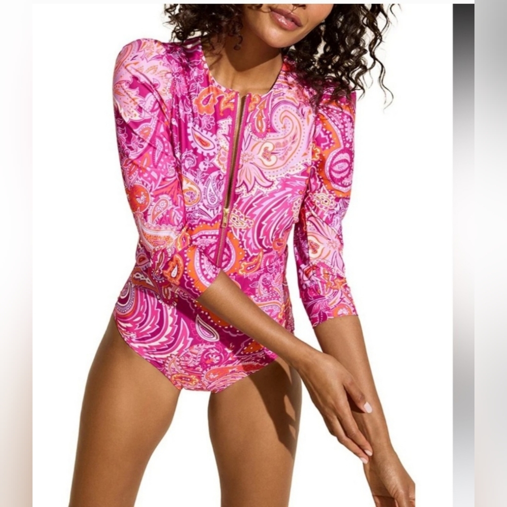 STYLEST Dream Sculpt Puff Sleeve Zip Swim Suit